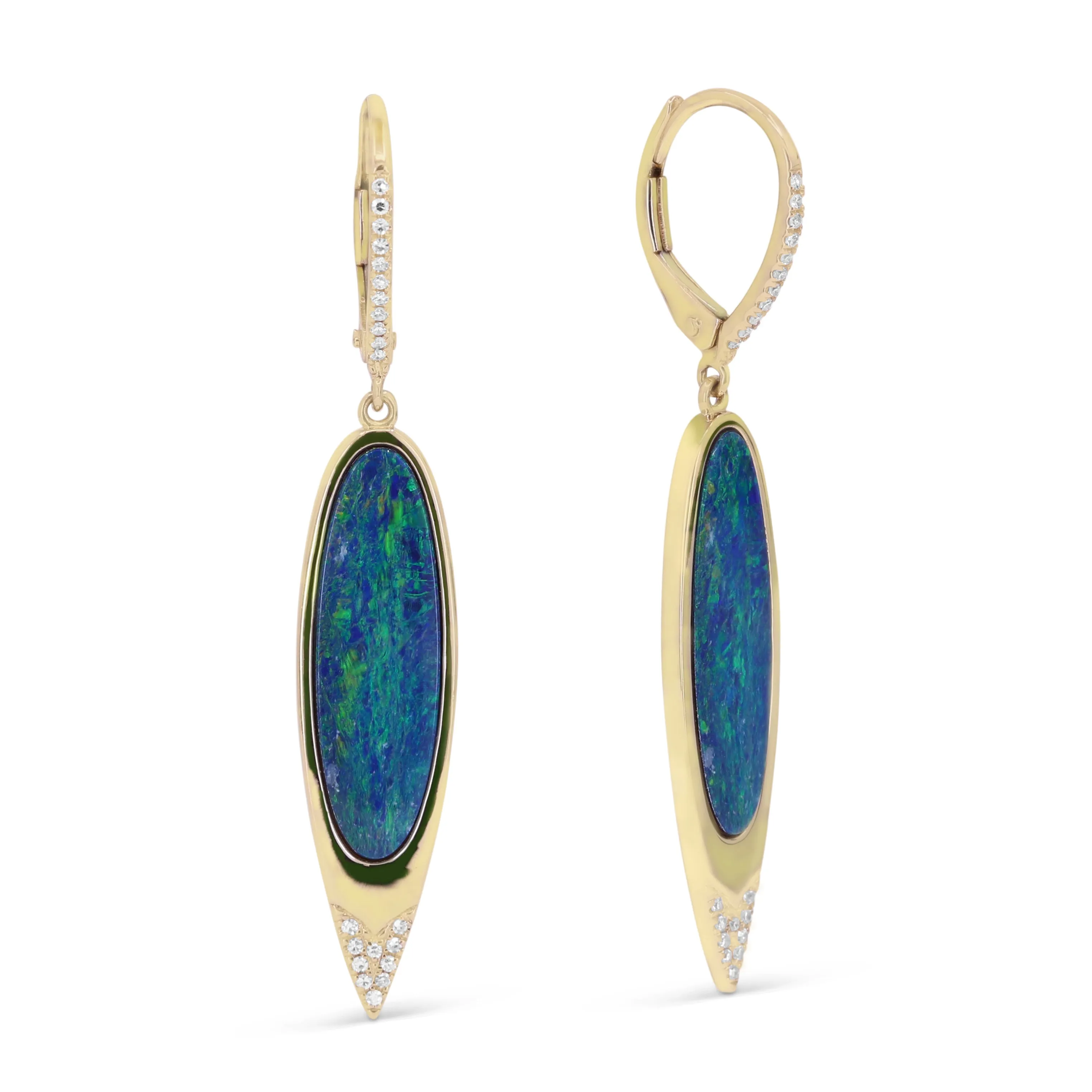 0.00ct Boulder Opal Drop/Dangle Earrings in 14K Yellow Gold