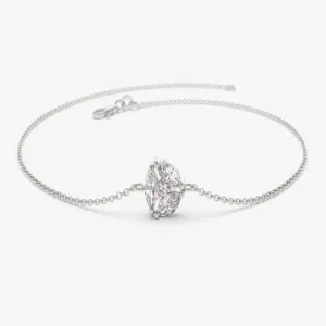 0.16CTW Moissanite Marquise Cluster Diamond Bracelet