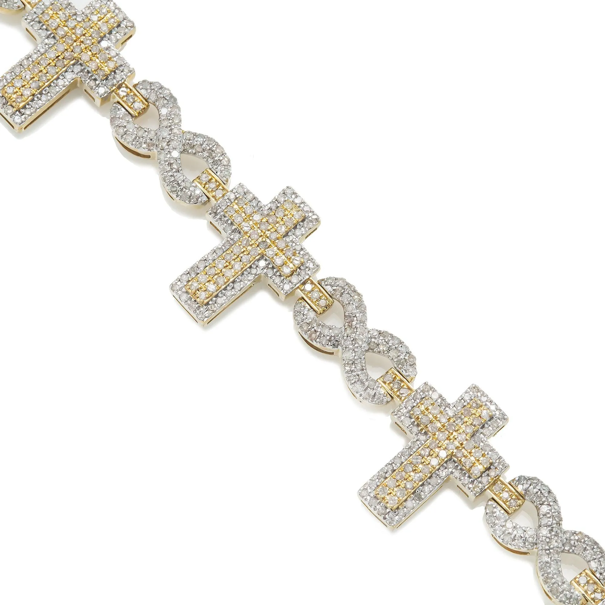 10K GOLD CROSS AND INFINITY BRACELET 3.79 CT DIAMONDS