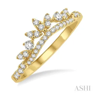 1/3 ctw Alternating Marquise and Circular Mount Round Cut Diamond Curved Wedding Band in 14K Yellow Gold