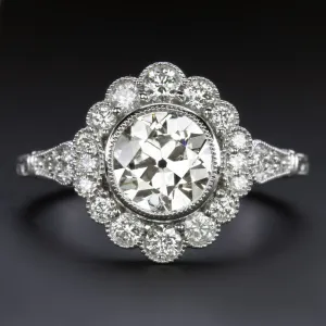 1.43ct OLD EUROPEAN CUT DIAMOND COCKTAIL RING VINTAGE STYLE HALO HAND ENGRAVED