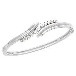 14K White 1/2 CTW Diamond Bangle Bracelet