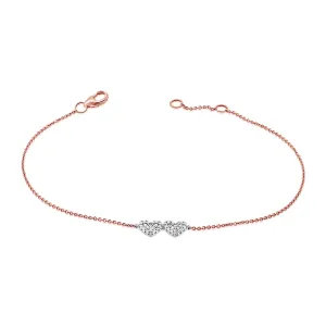 14K White & Rose Gold Diamond Double Heart Bracelet