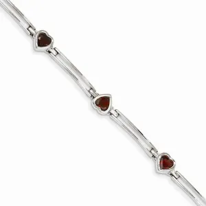 14K White Gold Garnet Bracelet