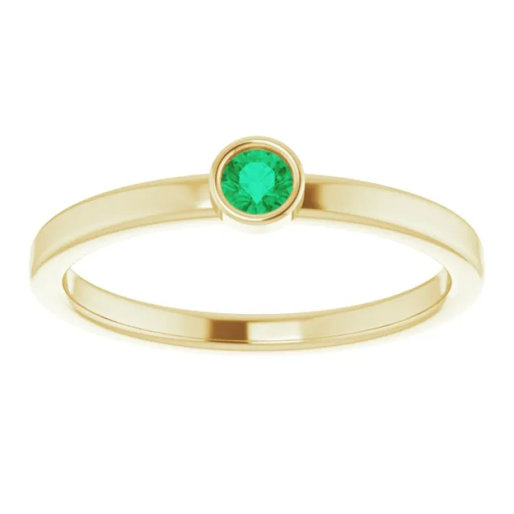 14K Yellow 3 mm Lab-Grown Emerald Ring