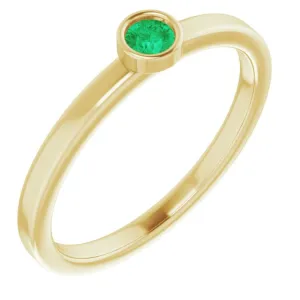 14K Yellow 3 mm Lab-Grown Emerald Ring