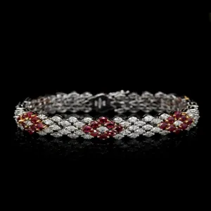 18K Two-tone Gold Estate Ruby and Diamond Bracelet