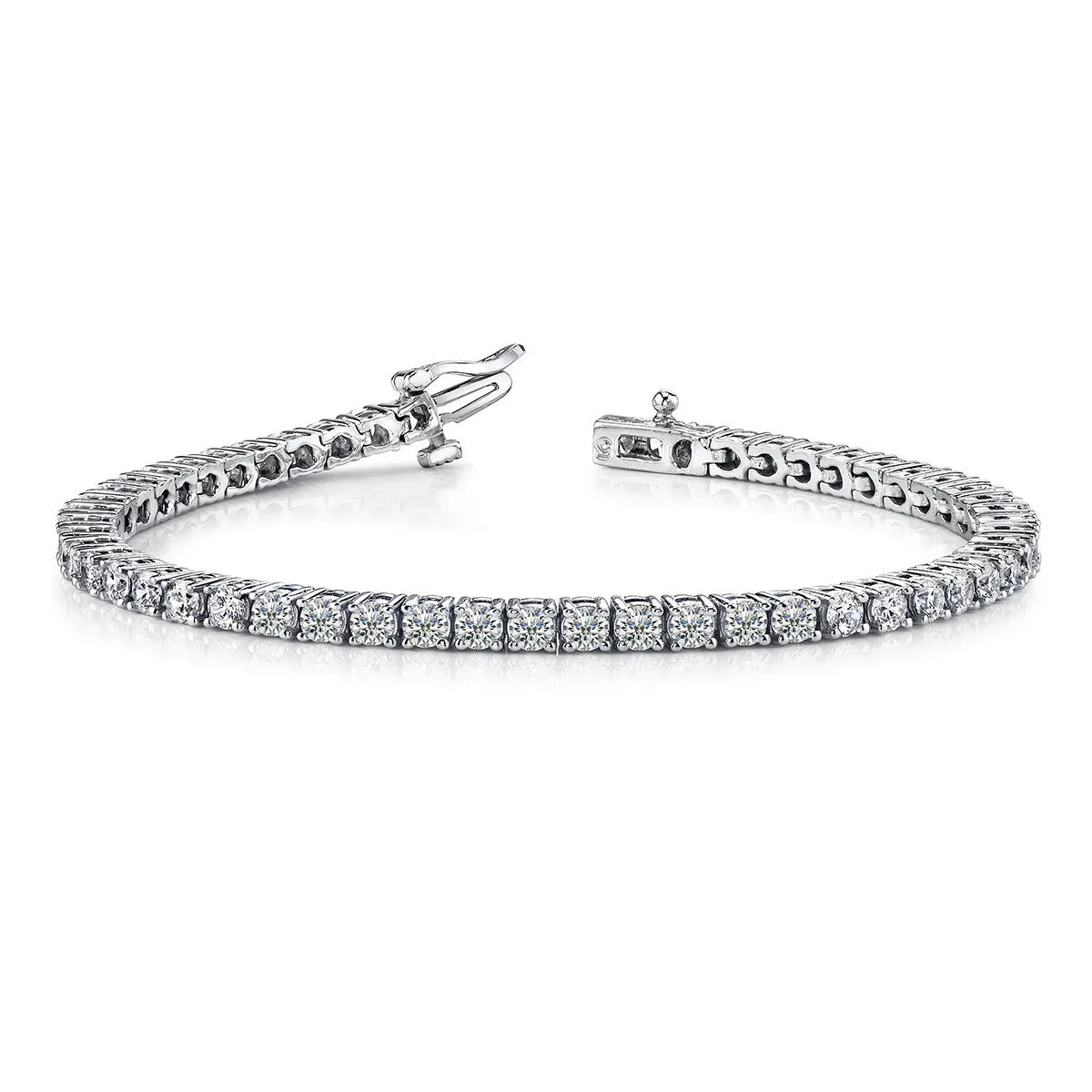 2 Carat Round 14K White Gold 4 Prong Diamond Tennis Bracelet (Classic Quality)