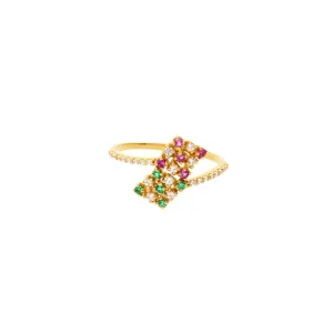 22K Gold Paired Gemstone Ring