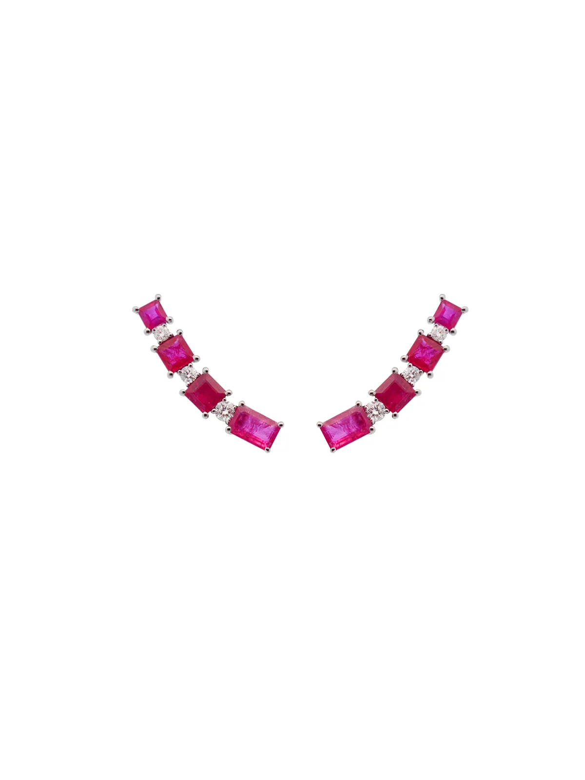 3.8ct Diamond Ruby 18K Gold Climber Earrings