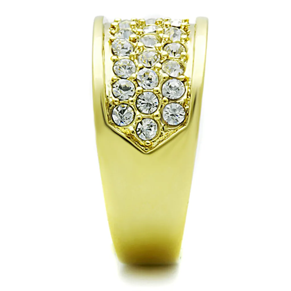 .63 Ct Crystal 14K Gold Ion Plated Stainless Steel Cocktail Fashion Ring Size 5-10