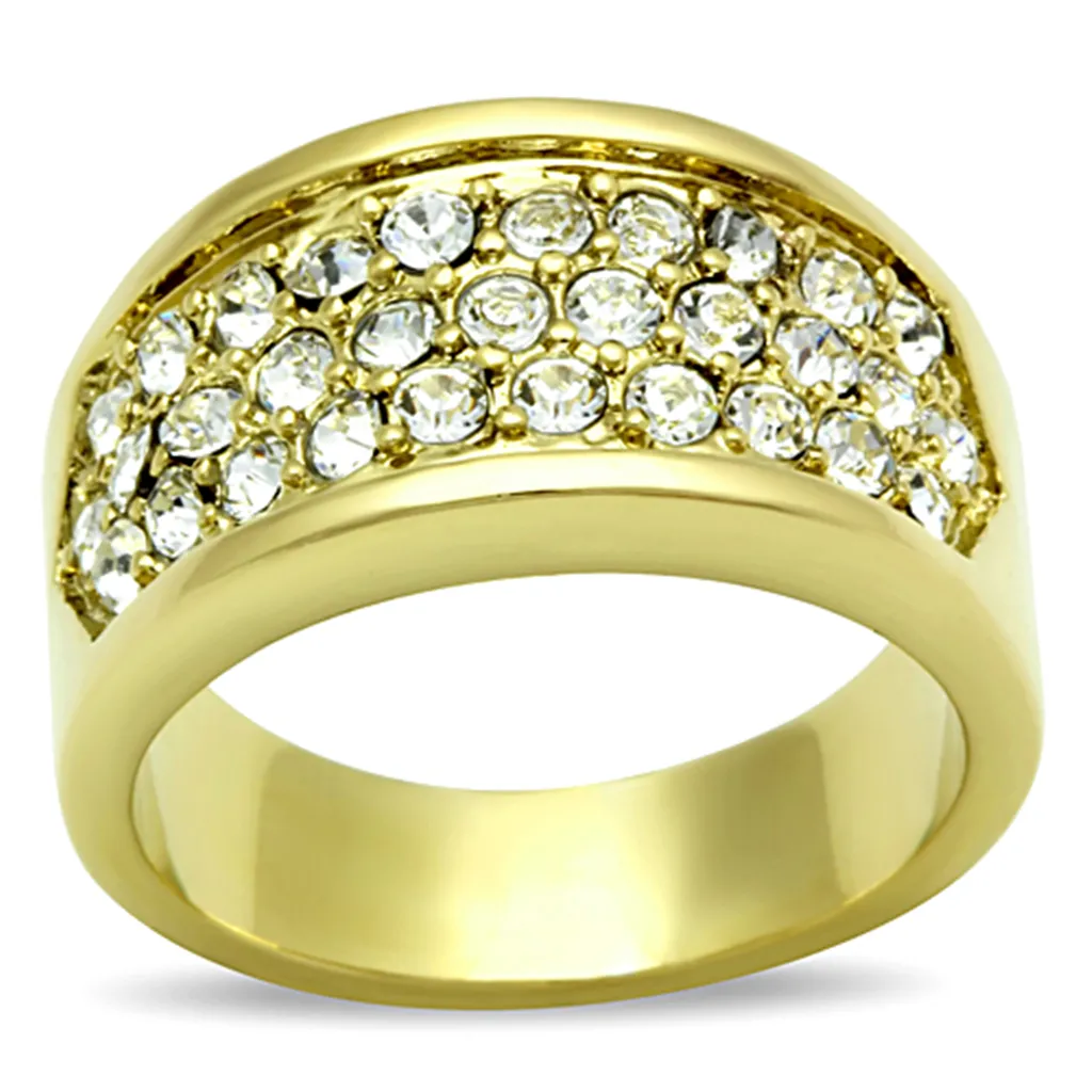 .63 Ct Crystal 14K Gold Ion Plated Stainless Steel Cocktail Fashion Ring Size 5-10