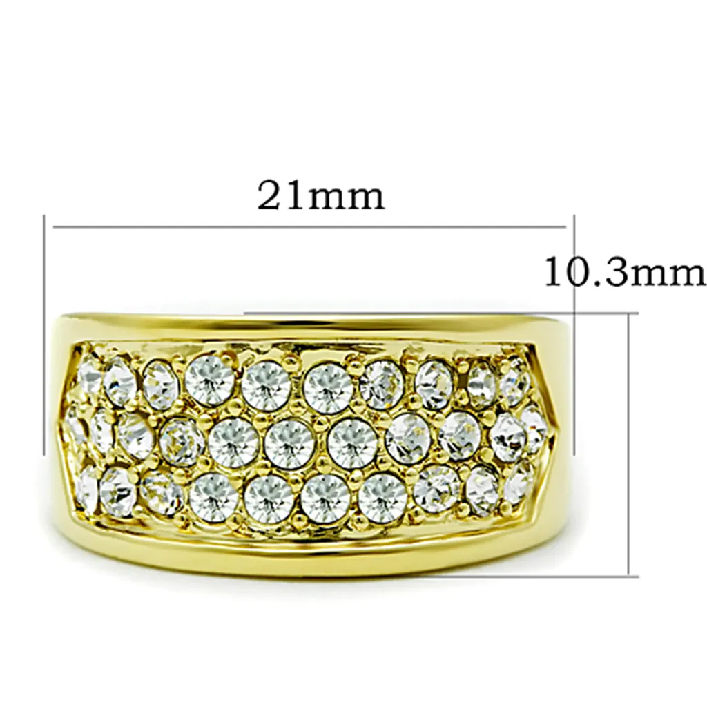 .63 Ct Crystal 14K Gold Ion Plated Stainless Steel Cocktail Fashion Ring Size 5-10