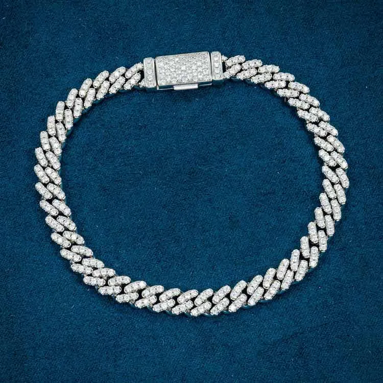 6MM Moissanite Miami Cuban Link Bracelet 14K Gold