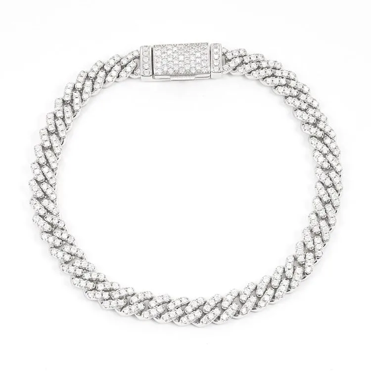 6MM Moissanite Miami Cuban Link Bracelet 14K Gold