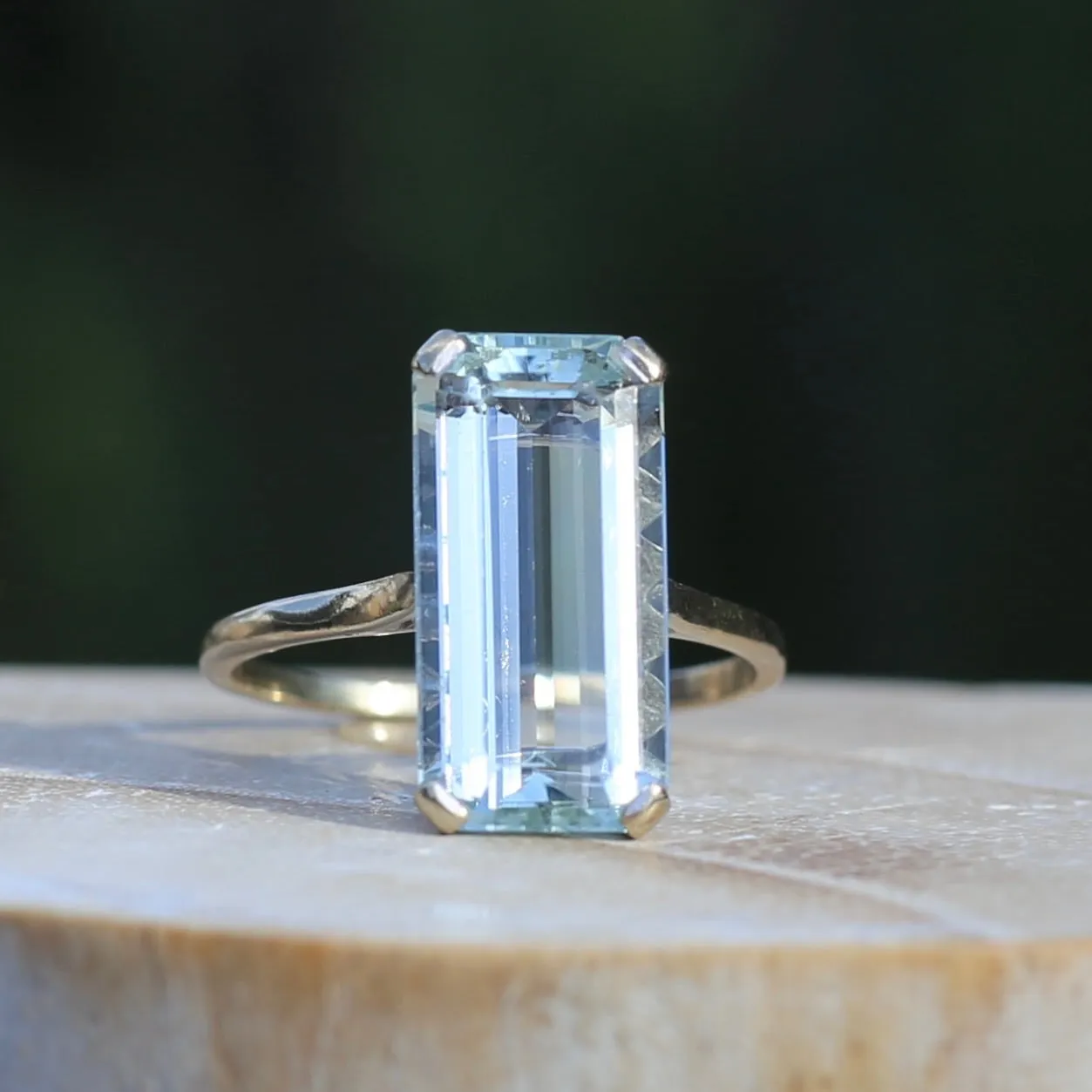 8.46ct Rectangular Step Cut Aquamarine in Hand Made French 18ct White Gold, size U1/2 (offering a free re-size on this)