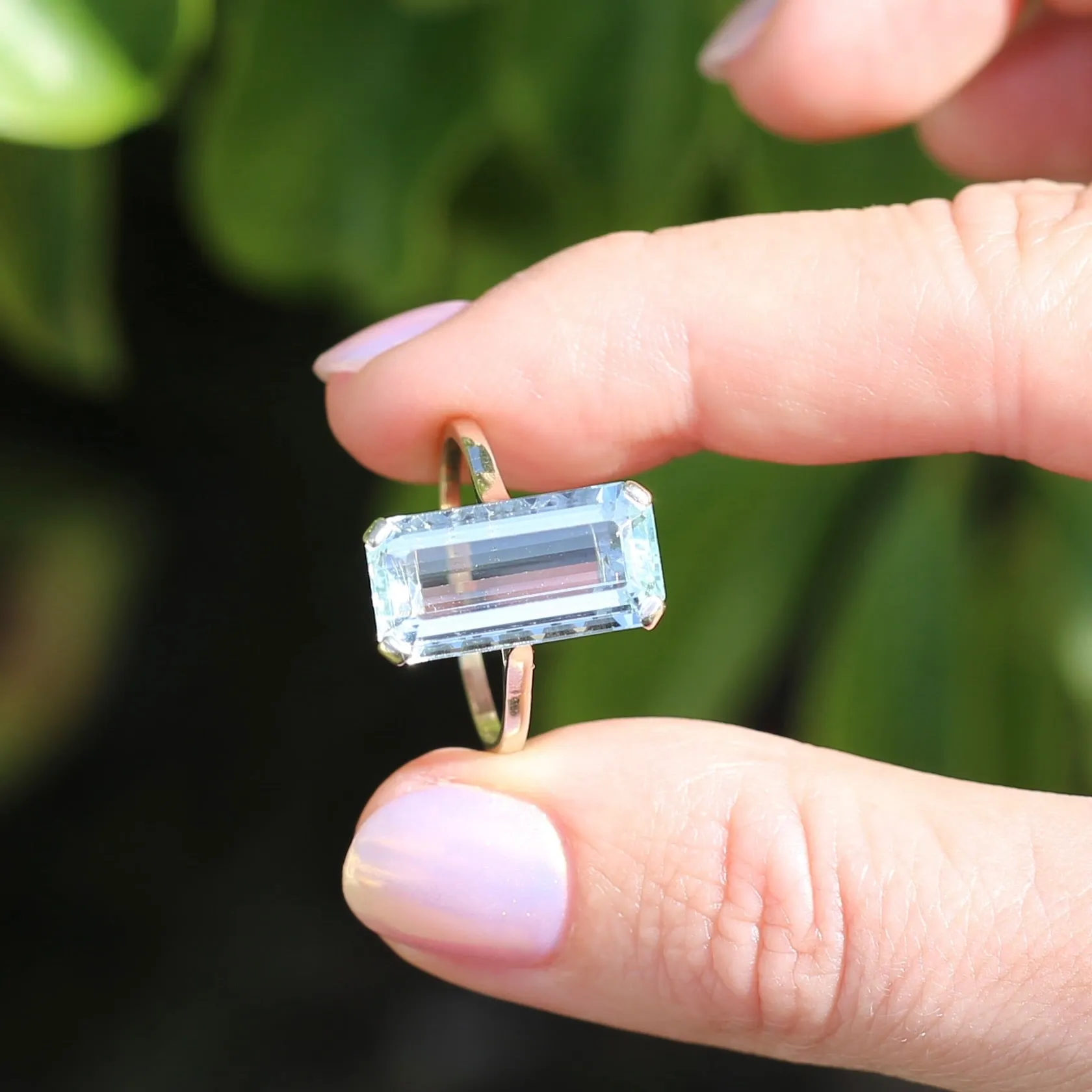 8.46ct Rectangular Step Cut Aquamarine in Hand Made French 18ct White Gold, size U1/2 (offering a free re-size on this)