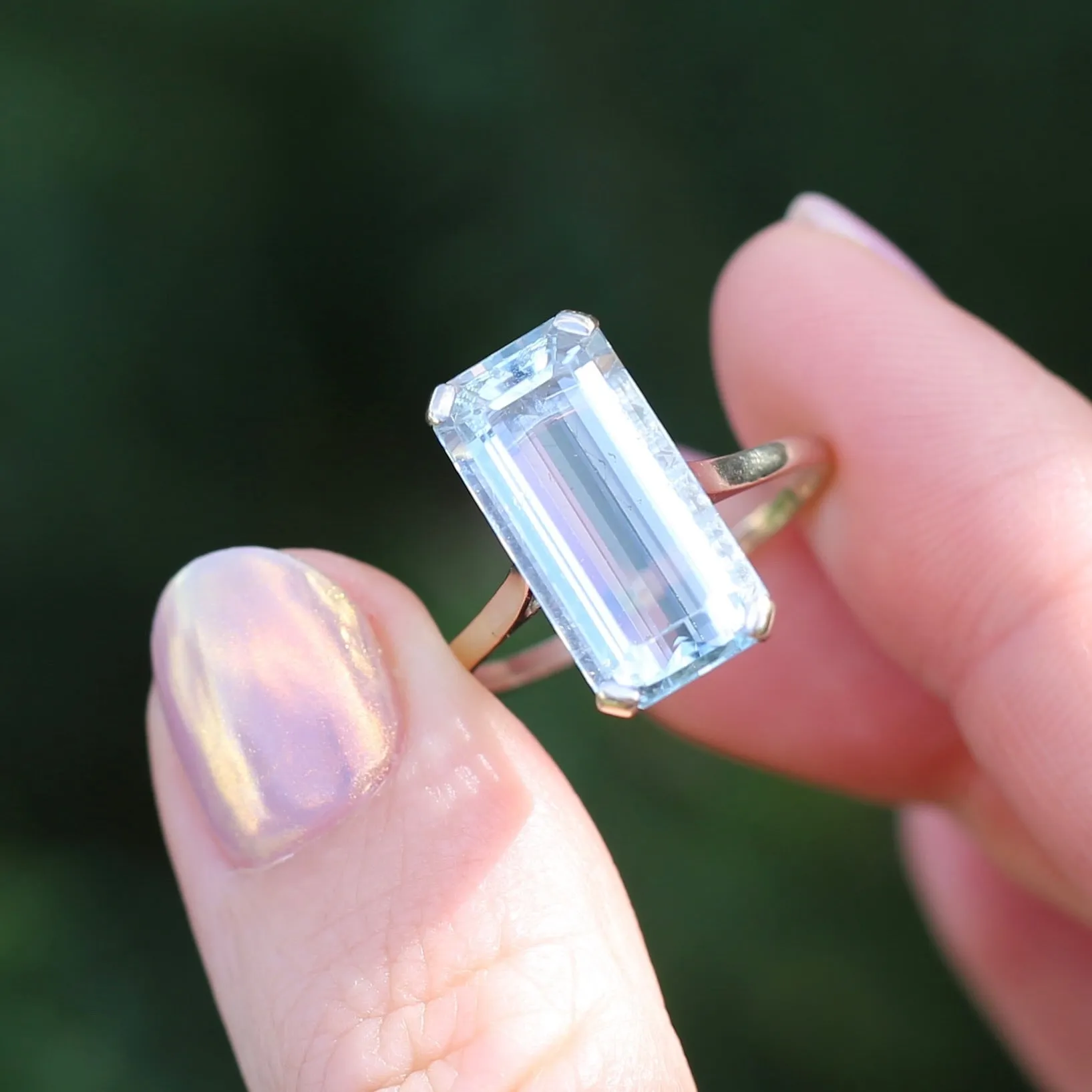 8.46ct Rectangular Step Cut Aquamarine in Hand Made French 18ct White Gold, size U1/2 (offering a free re-size on this)