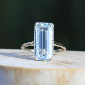 8.46ct Rectangular Step Cut Aquamarine in Hand Made French 18ct White Gold, size U1/2 (offering a free re-size on this)