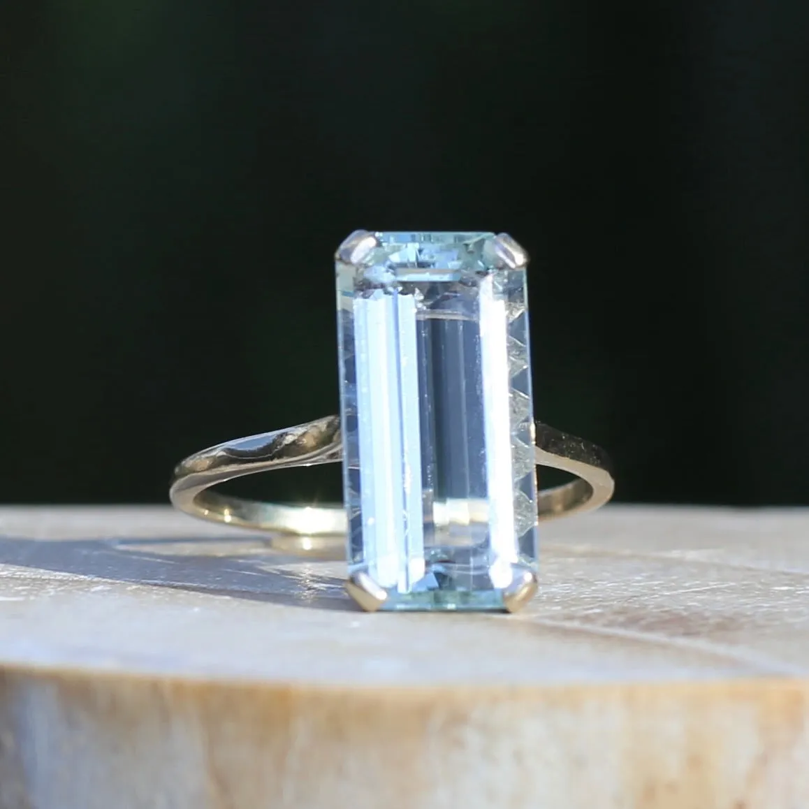 8.46ct Rectangular Step Cut Aquamarine in Hand Made French 18ct White Gold, size U1/2 (offering a free re-size on this)