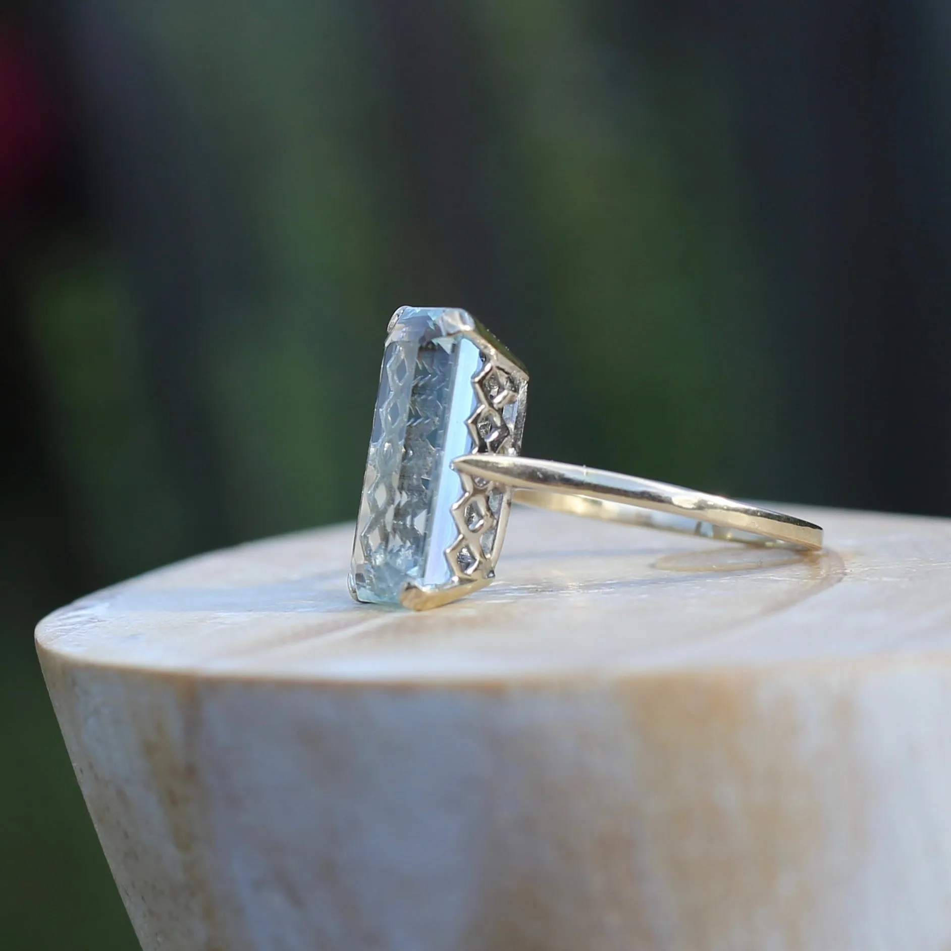 8.46ct Rectangular Step Cut Aquamarine in Hand Made French 18ct White Gold, size U1/2 (offering a free re-size on this)