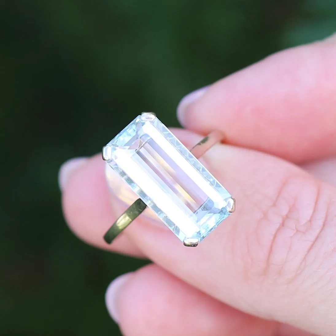 8.46ct Rectangular Step Cut Aquamarine in Hand Made French 18ct White Gold, size U1/2 (offering a free re-size on this)