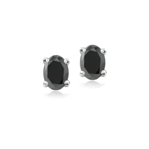 925 STERLING SILVER GENUINE BLACK 5X7 OVAL STUD EARRINGS