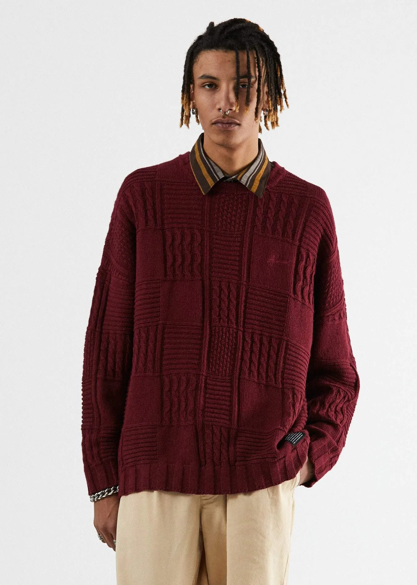 Afends Mens Boonie - Hemp Knitted Crew Neck - Port