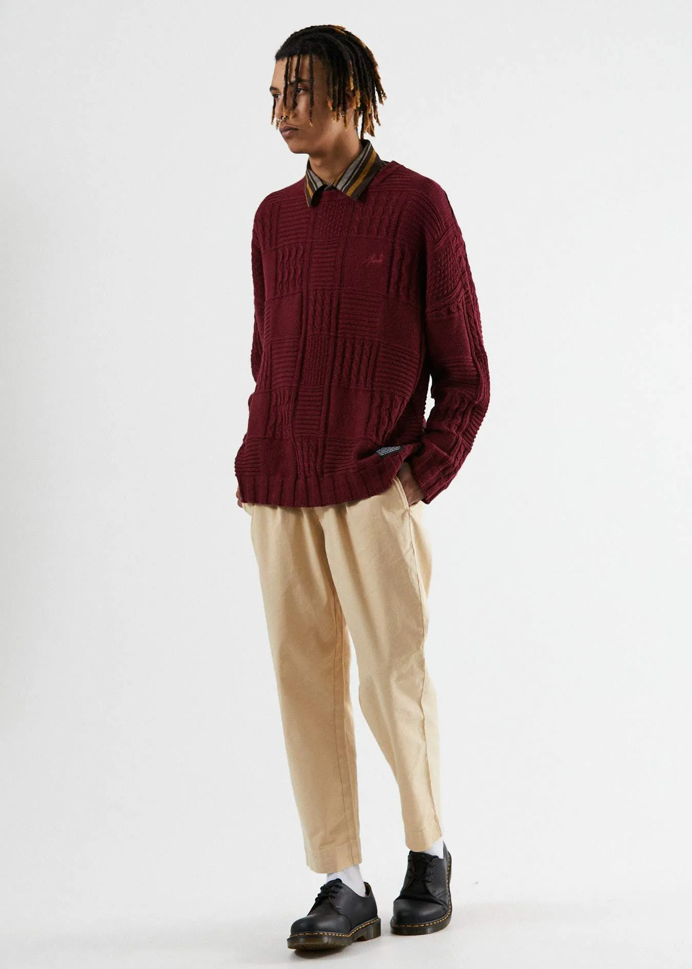 Afends Mens Boonie - Hemp Knitted Crew Neck - Port