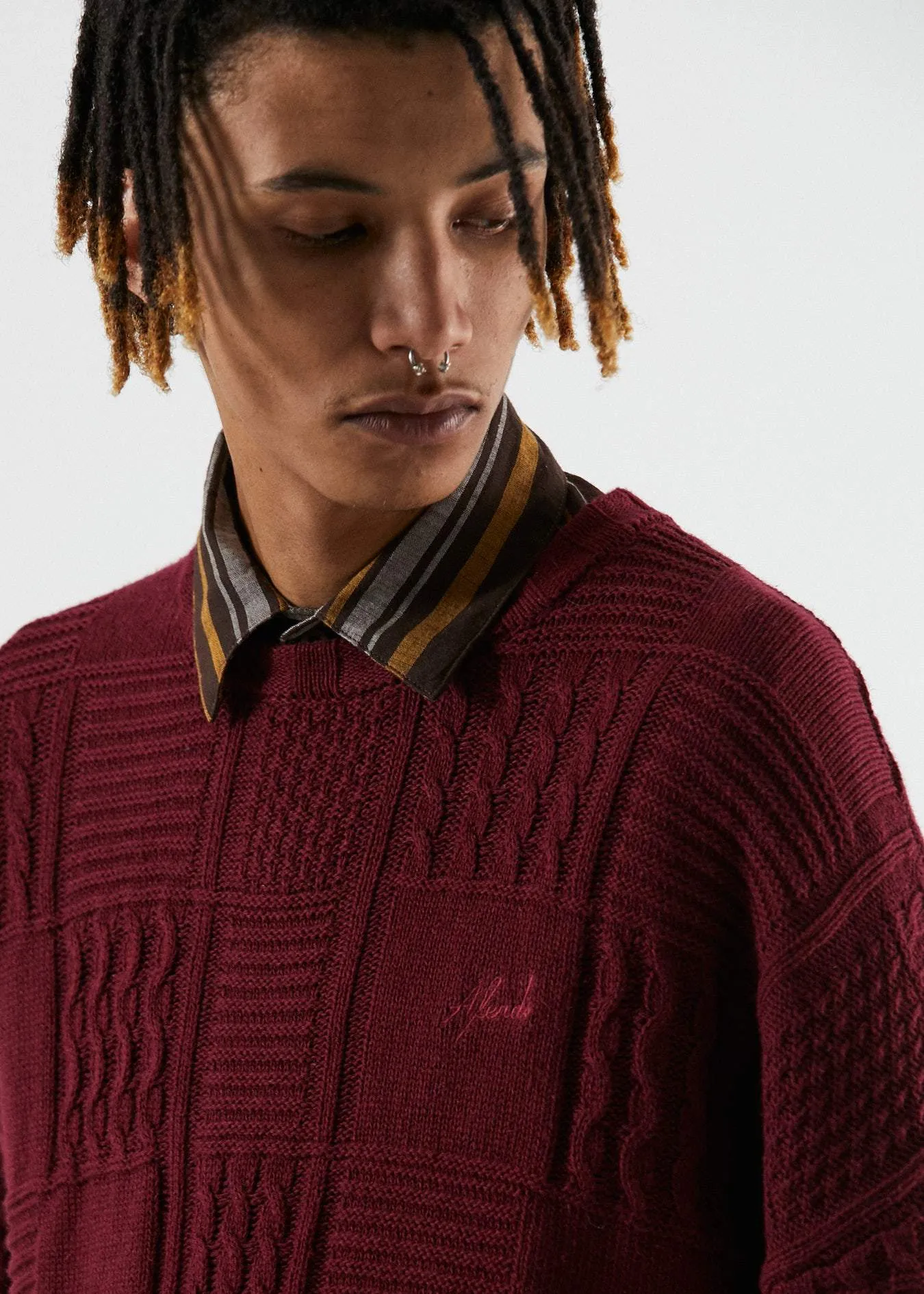 Afends Mens Boonie - Hemp Knitted Crew Neck - Port