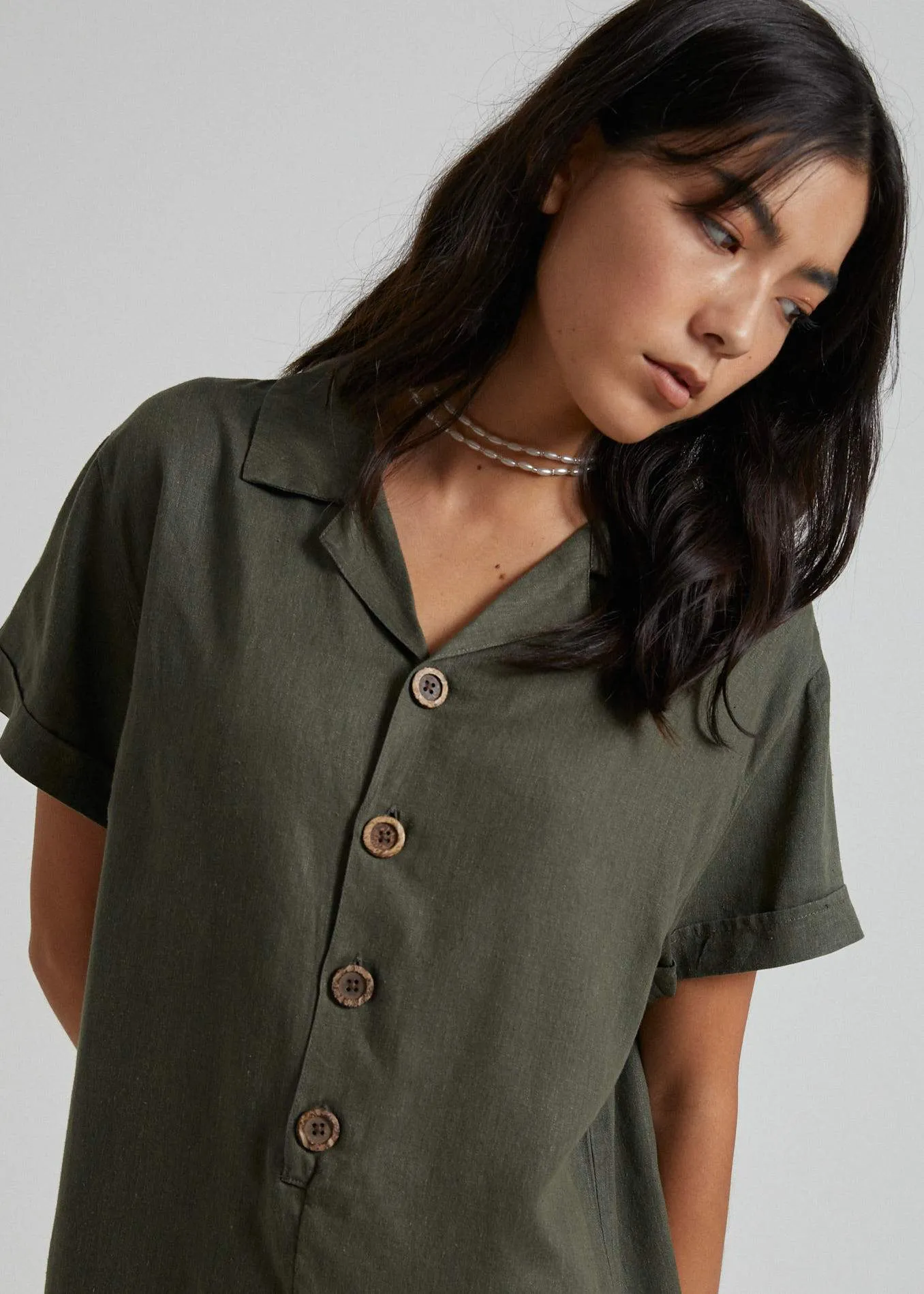 Afends Womens Kokomo - Hemp Playsuit - Military