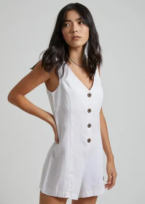 Afends Womens Niko - Hemp Playsuit - White