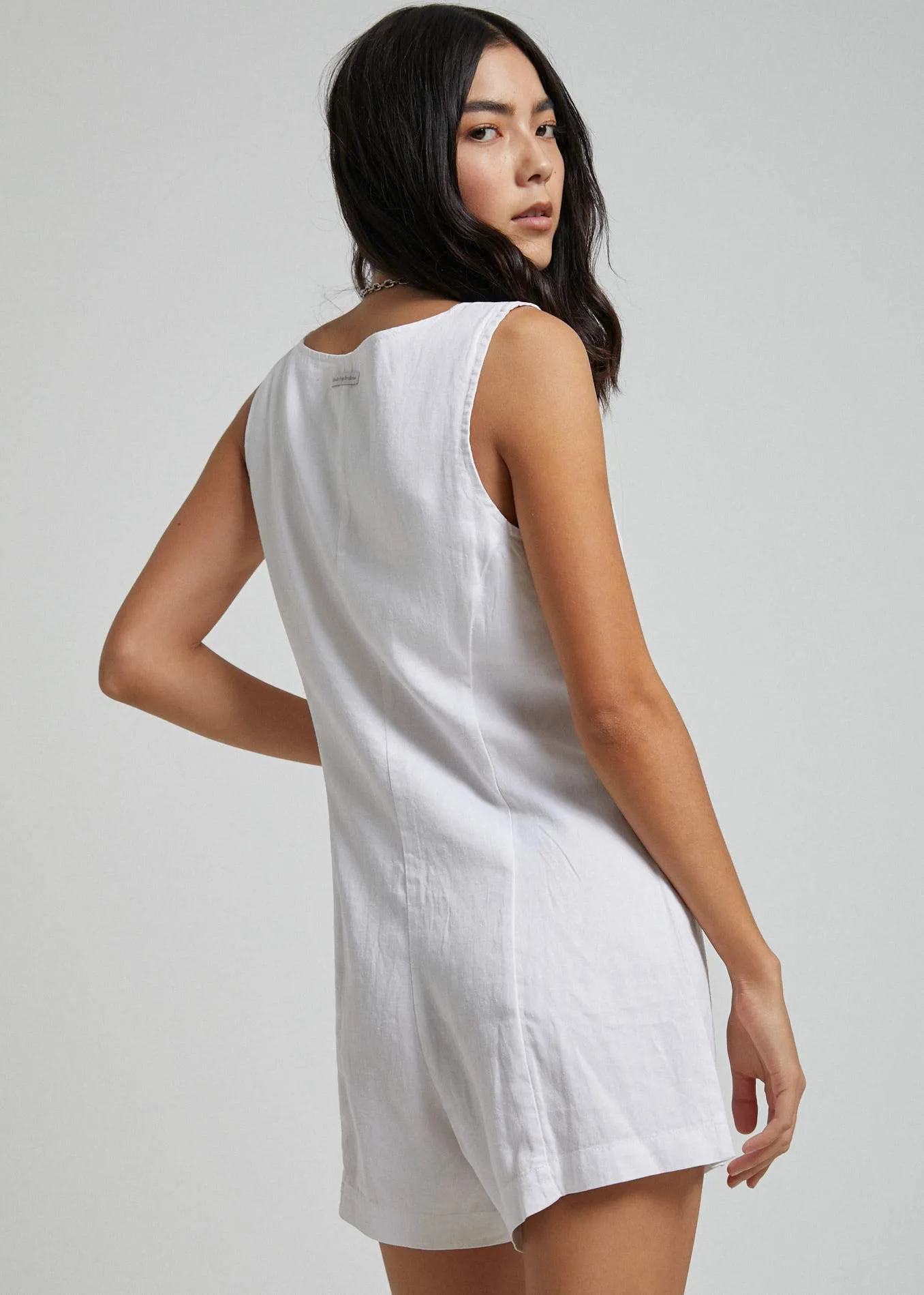 Afends Womens Niko - Hemp Playsuit - White