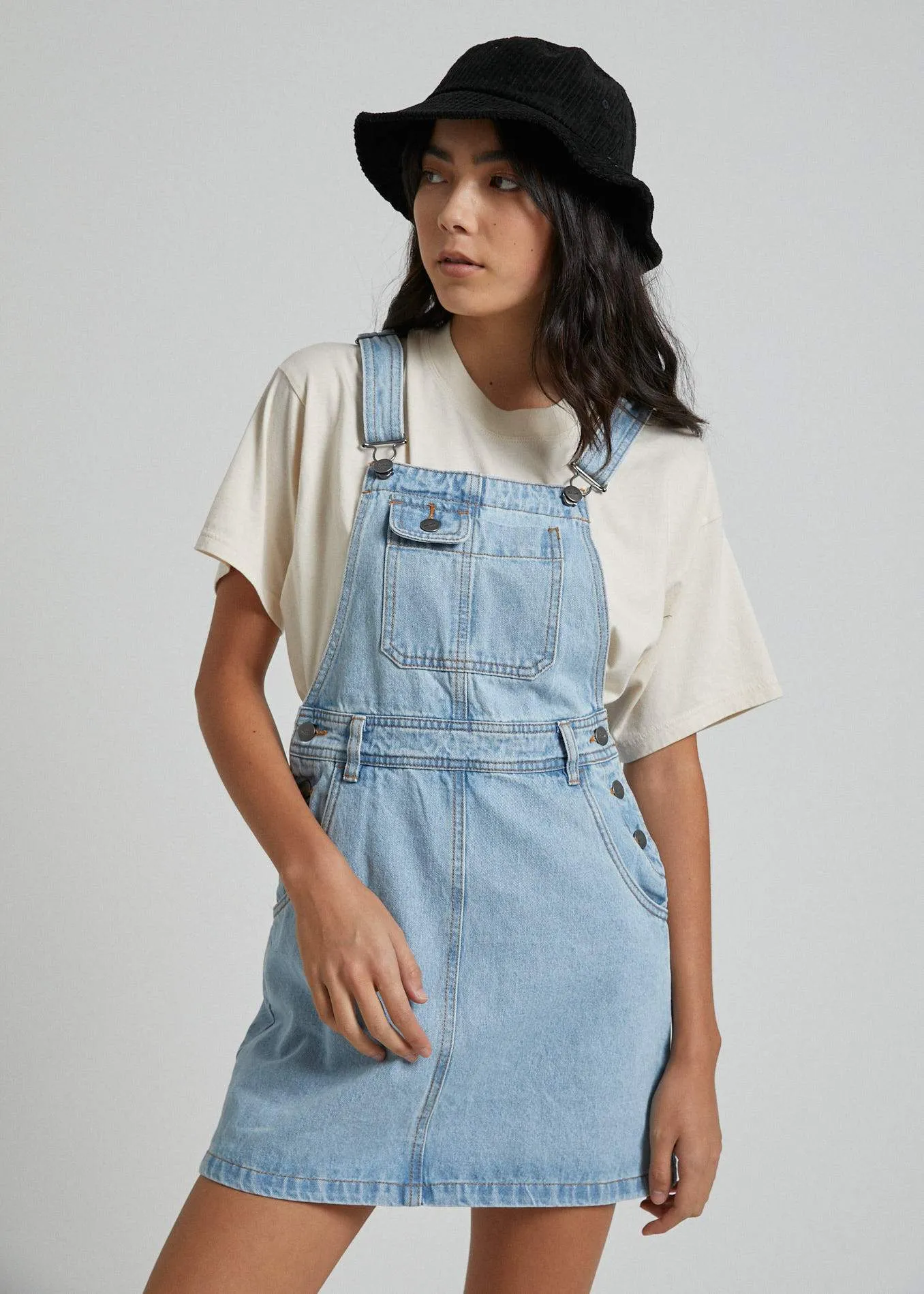 Afends Womens Olivia - Overall Dress - Stone Bleach