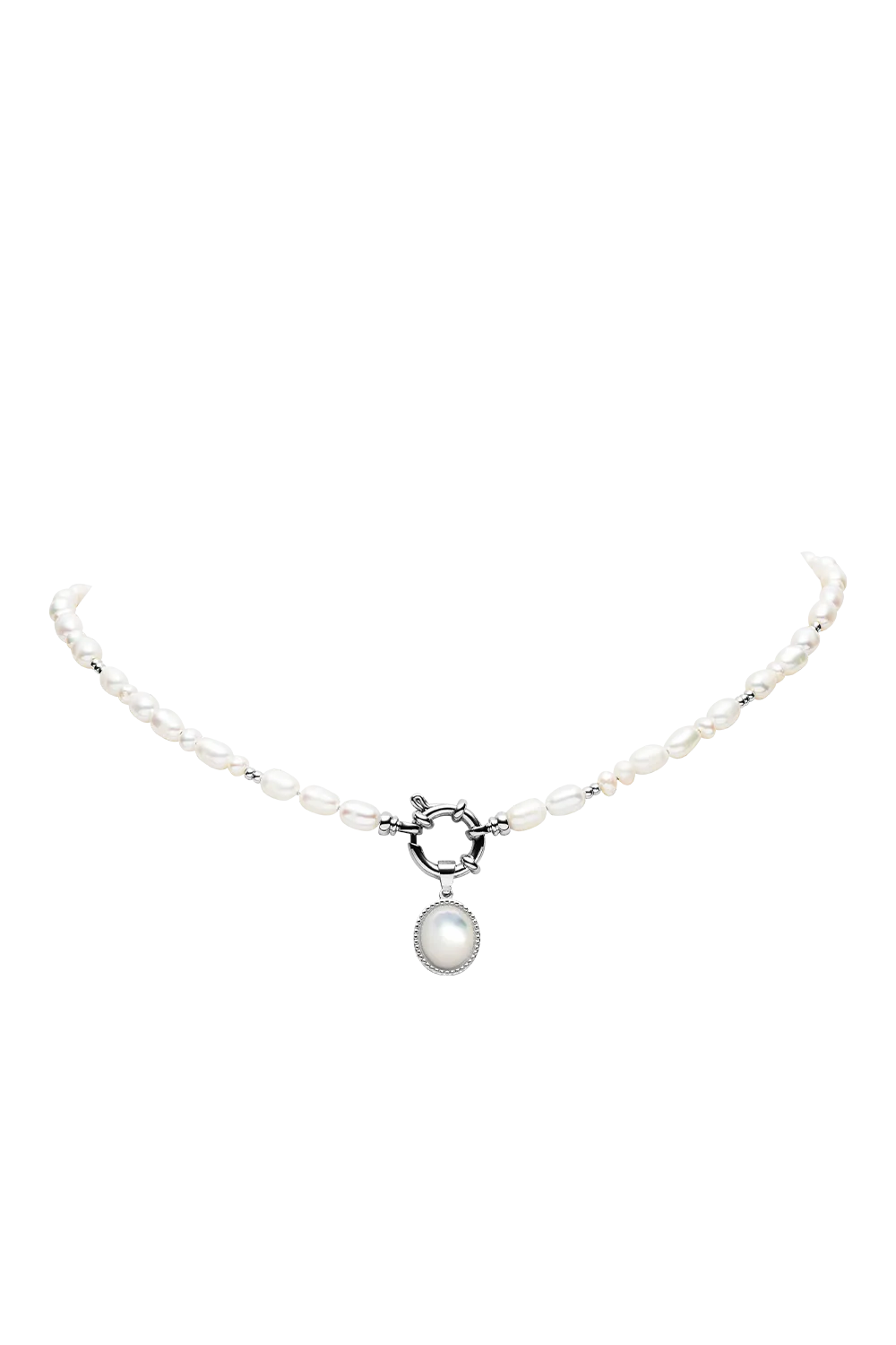 Amalfi Pearl Necklace Set Silver