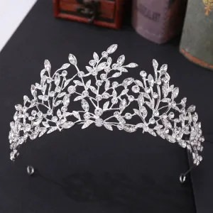 American popular wedding hair accessories, headbands, forest leaf inlaid with rhinestone crystal, cross-border hot selling bridal crown