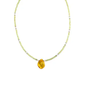 Ancient Amber & Purity Peridot Signature Necklace & Earring Set