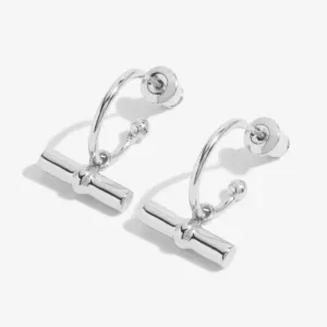 Aura Silver Bar Silver Hoop Earrings 6299