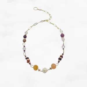 Autumn Gemstone and Pearl Station Necklace