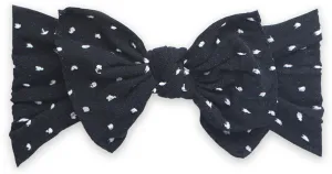 Baby Bling Black Shabby Dot Patterned Knot Headband