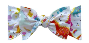 Baby Bling Bright Dino Printed Knot Headband