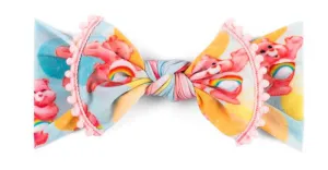 Baby Bling Care Bear Pom Trimmed Knot Headband-Pastel Bubble