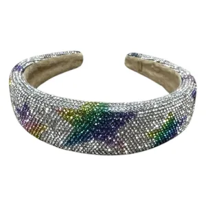 Bari Lynn Fully Crystalized Rainbow Star Headband - Clear