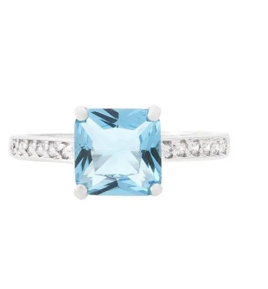 Barrie Aqua Blue Princess Solitaire Ring | 2.5ct | Sterling Silver