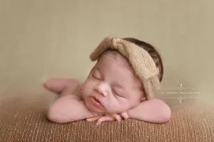 Beige Wide Bow Mohair Headband