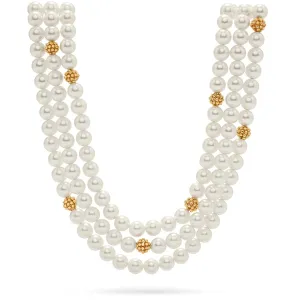 Berry & Bead Triple Strand Necklace - Pearl