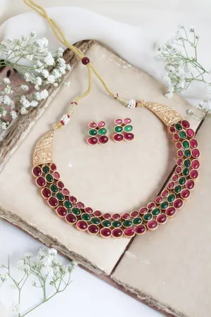 Budgetted Ruby Green Oval Choker