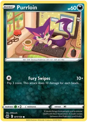 [Collector Troves] Pokemon Sword & Shield Crown Zenith Purrloin Card