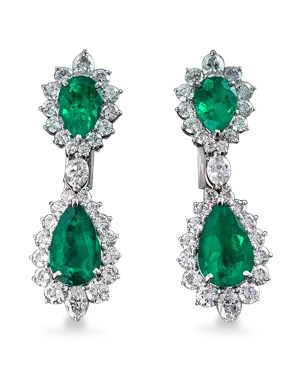 Colombian Emerald and Diamond Earrings, 7.45 Carats