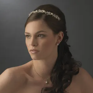 Crystals & Porcelain Flowers Silver Headband